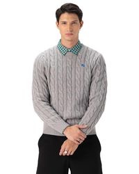 Members Only - Crew Neck Cable Sweater - Lyst