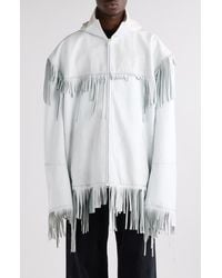 Balenciaga - Fringe Leather Hooded Jacket - Lyst