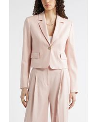 Nordstrom - Crop One-Button Linen Blend Blazer - Lyst