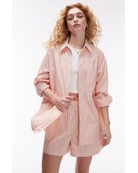 TOPSHOP - Oversize Stripe Cotton Button-up Shirt - Lyst