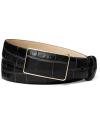 Tory Burch - Croc Embossed Leather Plate Belt - Lyst