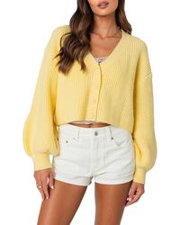 Edikted - Sabrina Bishop Sleeve Crop Cardigan - Lyst