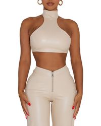 Naked Wardrobe - Good Faux Leather Crop Top - Lyst