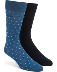 BOSS - Assorted 2-Pack Geo & Solid Cotton Blend Dress Socks - Lyst