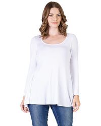 24seven Comfort Apparel - Long Sleeve Solid Color Swing Style Flared Tunic Top - Lyst