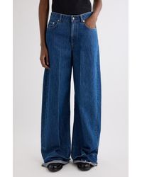 Givenchy - Raw Edge Wide Leg Denim Jeans - Lyst
