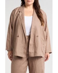 Eileen Fisher - Double Breasted Organic Linen Blazer - Lyst