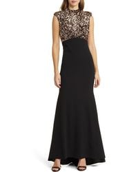 Vince Camuto - Sequin Cap Sleeve Trumpet Gown - Lyst