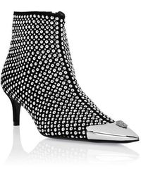 Philipp Plein - Low Heel Ankle Boots Studs And Strass Skull - Lyst