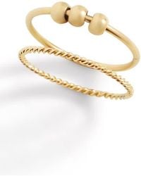 Mint & Lily - Dainty Stackable Beaded Fidget Set Ring - Lyst
