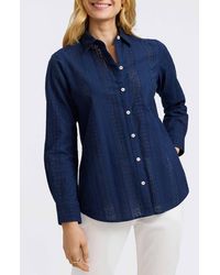 Foxcroft - Zoey Mixed Stitch Button-Up Shirt - Lyst