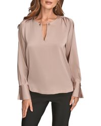 Donna Karan - Chain Detail Long Sleeve Top - Lyst