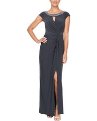 Alex Evenings - Beaded Keyhole Neck Jersey Gown - Lyst