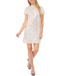 Cece - Mock Neck Sequin Shift Minidress - Lyst