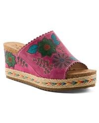 Spring Step - Delraybeach Espadrille Platform Wedge Slide Sandal - Lyst