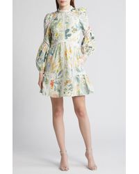 Ted Baker - Tealan Floral Print Long Sleeve Linen Dress - Lyst