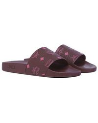 MCM - Monogram Print Rubber Slides - Lyst