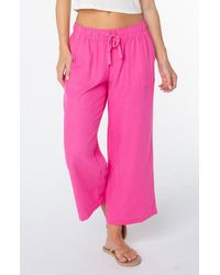 Roxy - Lagoon Linen Blend Crop Pants - Lyst