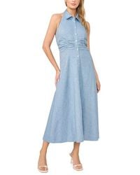 Halogen® - Button-Up Cotton & Linen Blend Halter Shirtdress - Lyst