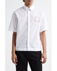 Givenchy - Dripping Cutout Logo Short Sleeve Cotton Button-Up Shirt - Lyst