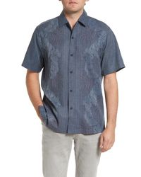 Tommy Bahama - Bali Border Floral Jacquard Short Sleeve Silk Button-up Shirt - Lyst