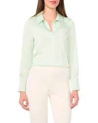 Halogen® - Satin Johnny Collar Popover Top - Lyst