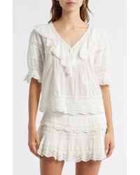LoveShackFancy - Romilly Ruffle & Lace Top - Lyst