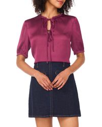 Vince Camuto - Tie Front Satin Top - Lyst