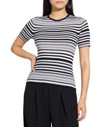 Theory - Stripe Merino Wool Rib T-Shirt - Lyst