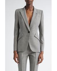 McQueen - Houndstooth Check Wool Blazer - Lyst