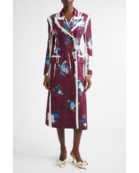 Erdem - Abstract Rose Print Double Breasted Hourglass Coat - Lyst