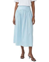 The Lulo Project - Maddy Drop Waist Stretch Cotton Midi Skirt - Lyst