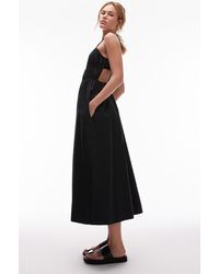 TOPSHOP - Shirred Poplin Midi Dress - Lyst
