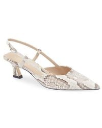 Stuart Weitzman - Slingback Kitten Heel Leather Pumps - Lyst