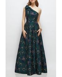Alfred Sung - One-Shoulder Metallic Jacquard Trumpet Gown - Lyst