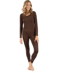 Leveret - Two-Piece Thermal Long Sleeve Solid Pajamas - Lyst