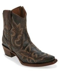 Circle - Embroidered Western Ankle Boot - Lyst