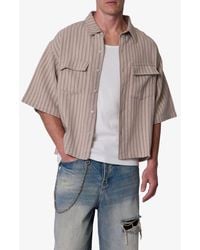 MNML - Stripe Crop Boxy Short Sleeve Button-Up Shirt - Lyst