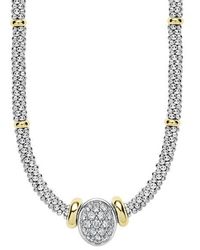 Lagos - Signature Caviar Two-Tone Oval Caviar Diamond Necklace - Lyst