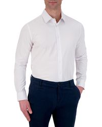 Report Collection - 4x Stretch Slim Fit Check Dress Shirt - Lyst