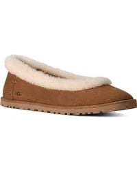 UGG - Zora Genuine Shearling Trim Ballet Flat - Lyst