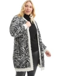 June + Vie - Leopard-Print Eyelash Cardigan - Lyst