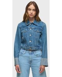 Hudson Jeans - Cuffed Cropped Denim Jacket - Lyst