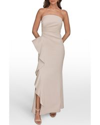 Donna Karan - Taffeta Strapless Ruffle Gown - Lyst