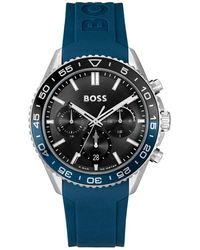 BOSS - Runner Chronograph Silicone Strap Watch, 44Mm - Lyst