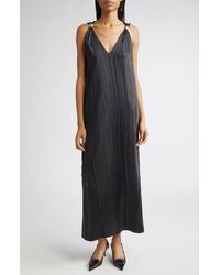 Brandon Maxwell - The Keke Deep V-Neck Satin Maxi Dress - Lyst