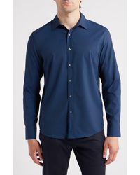 W.r.k. - Trim Fit Abstract Cube Print Performance Button-Up Shirt - Lyst