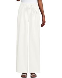 Lands' End - High Ridge Twill Pull On Pleated Wide Leg Pants - Lyst