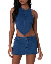 Edikted - Sydnie Open Back Denim Halter Top - Lyst
