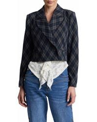 Avec Les Filles - Plaid Double Breasted Cropped Blazer - Lyst